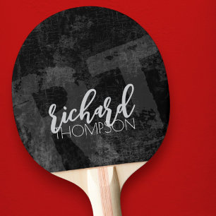 Cool Player Monogram (name & initials) aged black Ping Pong Paddle