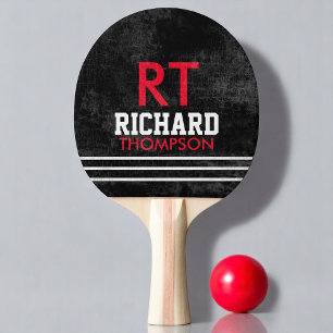 Cool Player Monogram (name + initials) aged black Ping Pong Paddle