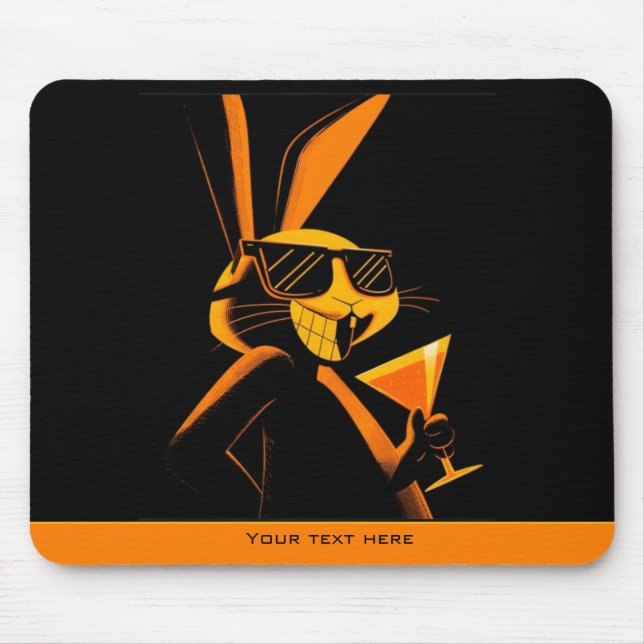 Cool Playful Retro Poster Rabbit Nightclub Mood  Mouse Mat (Front)