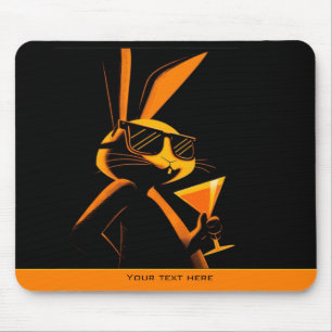 Cool Playful Retro Poster Rabbit Nightclub Mood  Mouse Mat