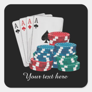 Cool playing cards Casino chips add text Square Sticker