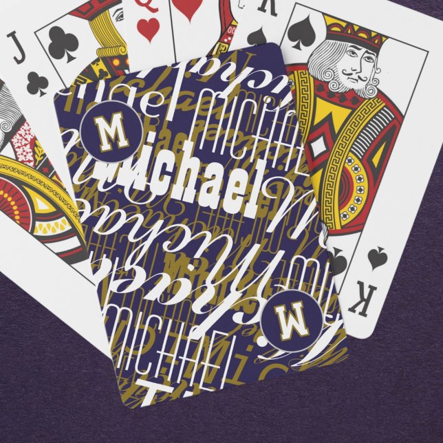 Cool Playing-Cards with Name - Monogram Blue Playing Cards (Creator Uploaded)