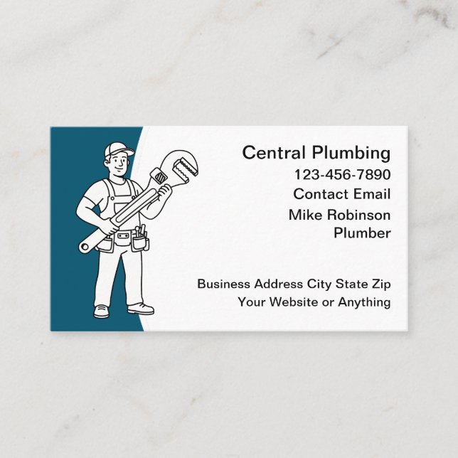 Cool Plumbing Service Plumber Business Cards (Front)