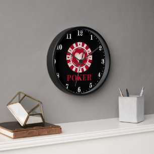 Cool poker room word art Casino Clock
