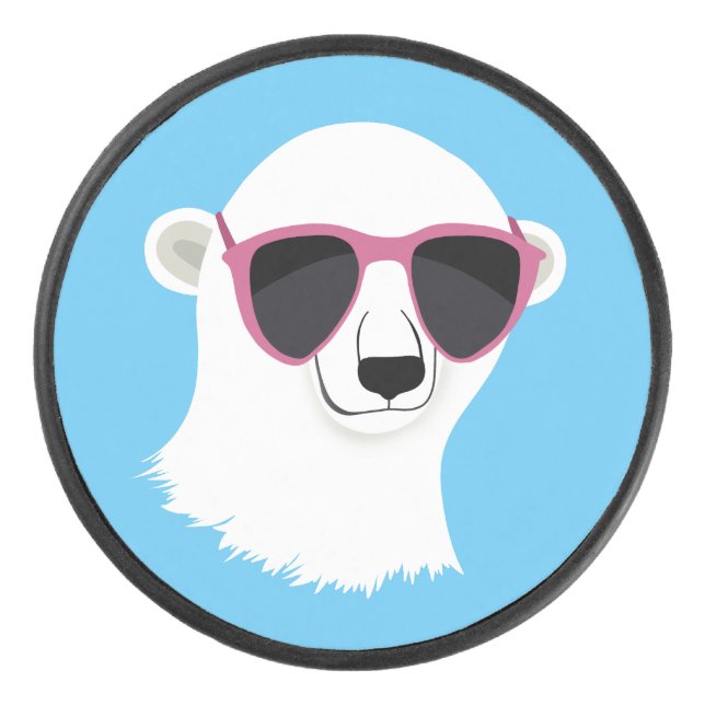 Cool Polar Bear Hockey Puck (Front)