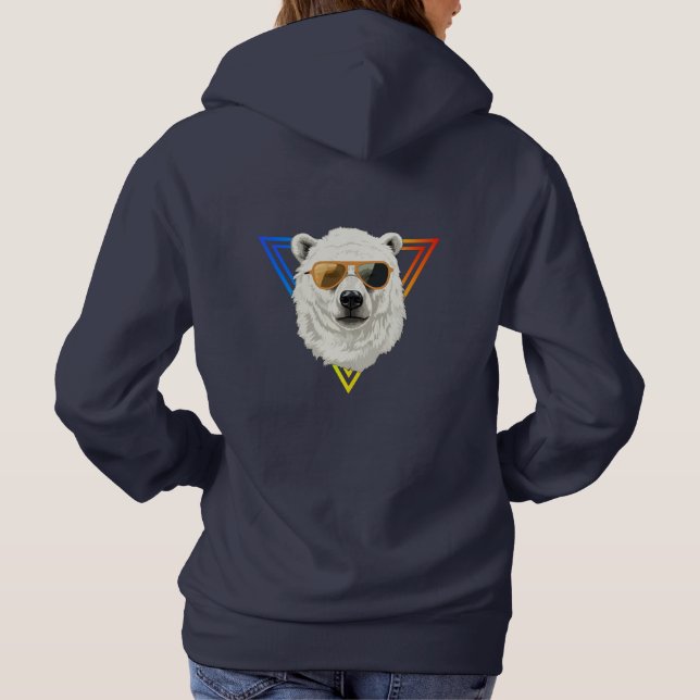 Cool Polar Bear with Sunglasses Hoodie (Back)