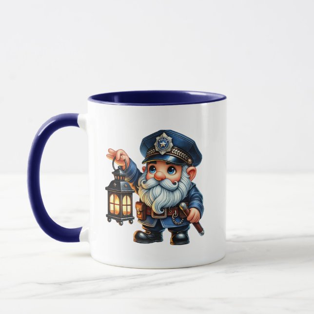 Cool police gnome add monogram mug (Left)
