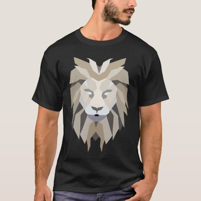 Cool Polygonal Lion Portrait T-Shirt (Front)
