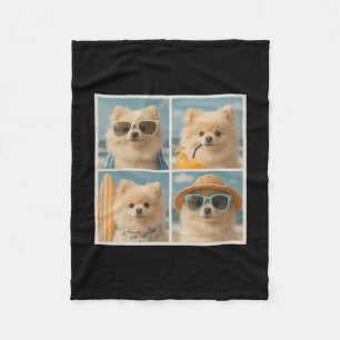Cool Pomeranians With Sungles Dogs Summer Vacation Fleece Blanket