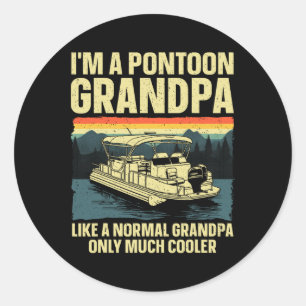 Cool Pontoon Boat Art For Grandpa Men Boating Pont Classic Round Sticker