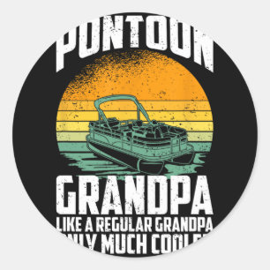 Cool Pontoon Grandpa - Funny Pontoon Captain Classic Round Sticker