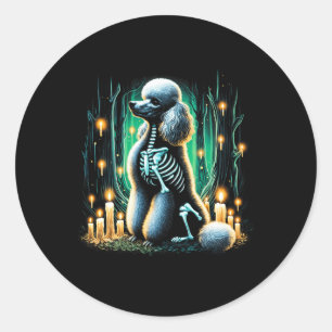 Cool Poodle Dog Skeleton Halloween Dog Mum Dad Chr Classic Round Sticker