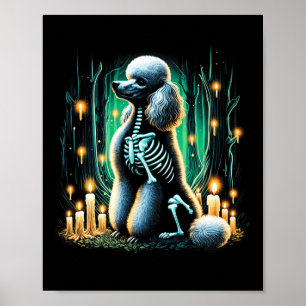Cool Poodle Dog Skeleton Halloween Dog Mum Dad Chr Poster