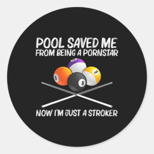 Cool Pool Billiards For Men Women 8 Ball Pool Play Classic Round Sticker