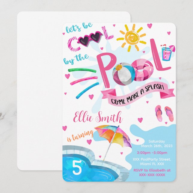 Cool Pool Birthday Invitation (Front/Back)