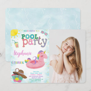 Cool Pool Birthday Photo Invitation