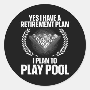 Cool Pool Design For Men Women Billiards Lover Poo Classic Round Sticker