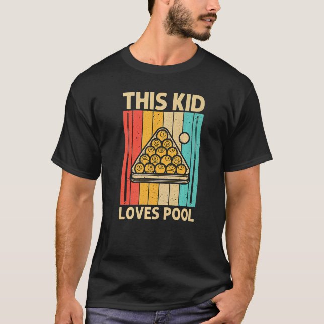 Cool Pool For Kids Boys Snooker Billiards 8 Ball P T-Shirt (Front)