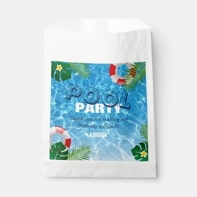 Cool Pool Party Birthday Thank You Favour Bags (Front)