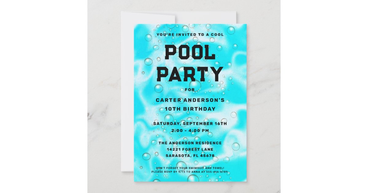 Cool Pool Party Bubbles Birthday Invitation Zazzle
