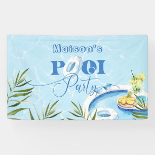 Cool pool party gender neutral birthday banner