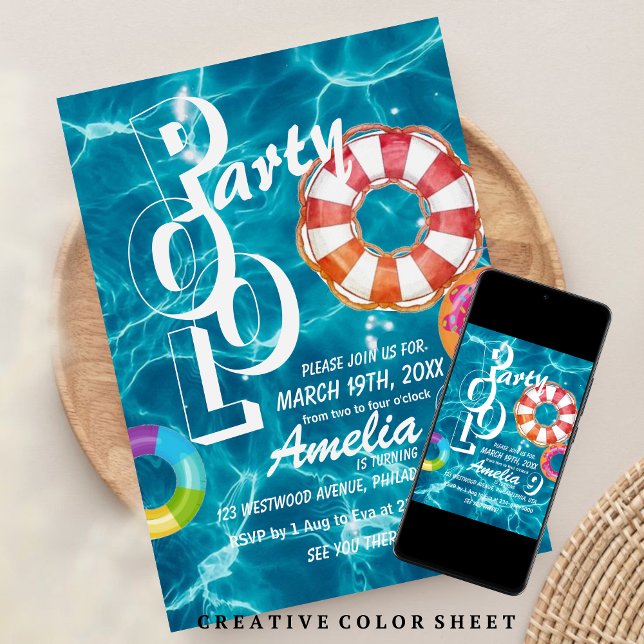Cool Pool Party Kids Birthday  Invitation (Creator Uploaded)