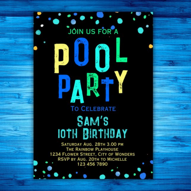 Cool Pool Party Summer Swimming Birthday Party  Invitation (Creator Uploaded)