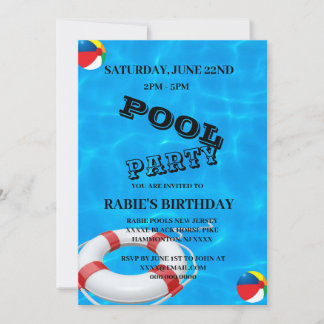 Cool Pool Party | Swimming birthday Invitation
