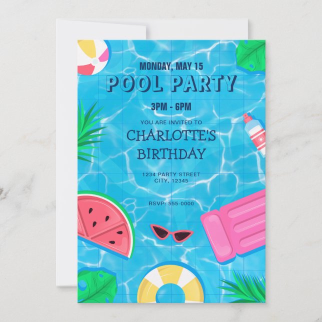 Cool Pool Party | Swimming Birthday Invitation (Front)