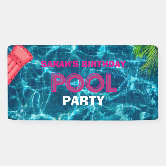 Cool Pool Party | Swimming Birthday Invitation Banner (Horizontal)