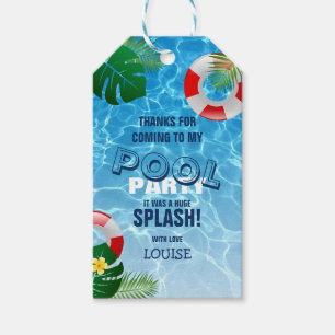 Cool Pool Party   Swimming Birthday Thank You Favo Gift Tags