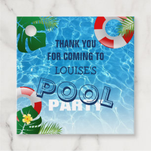 Cool Pool Party   Swimming Birthday Thank You Favour Tags