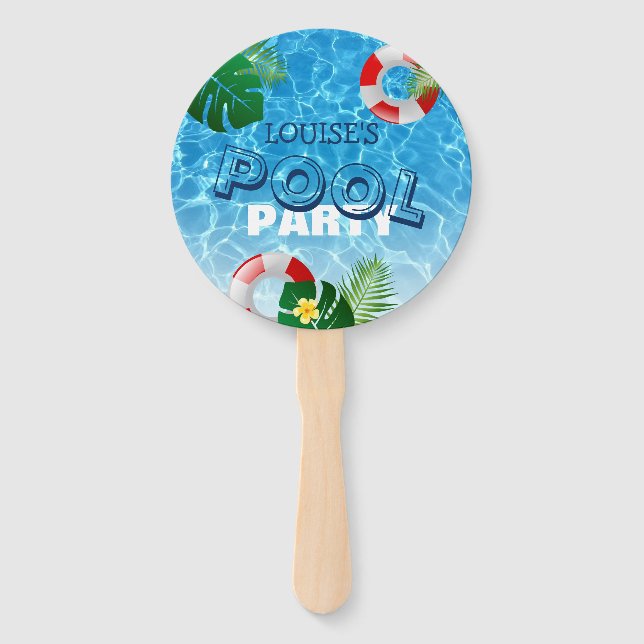 Cool 'Pool Party' Tropical Personalised Hand Fan (Front)