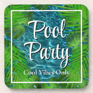 Cool Pool Party vibes palm leaves  Coaster