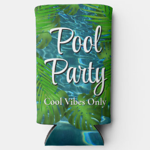 Cool Pool Party vibes palm leaves  Seltzer Can Cooler