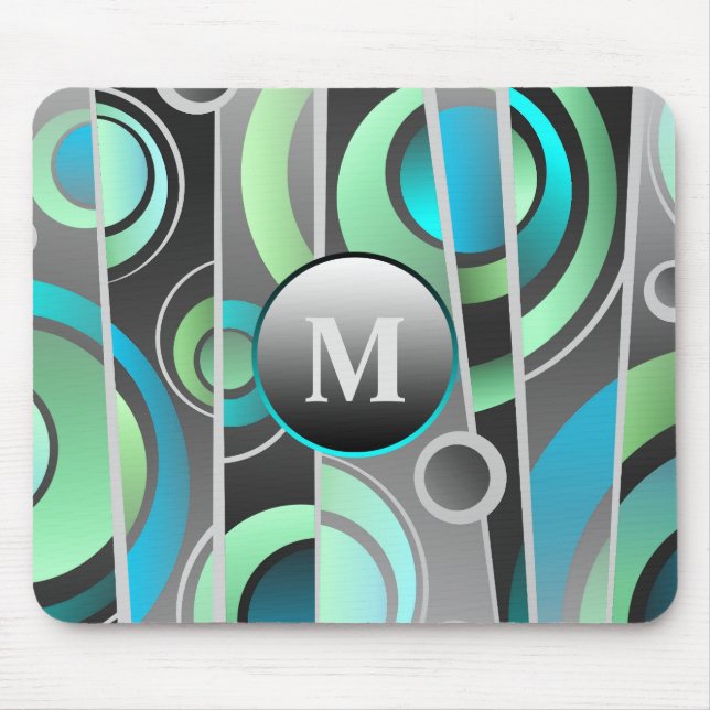 Cool Pop Art Abstract Geometric with Monogram Mouse Mat (Front)