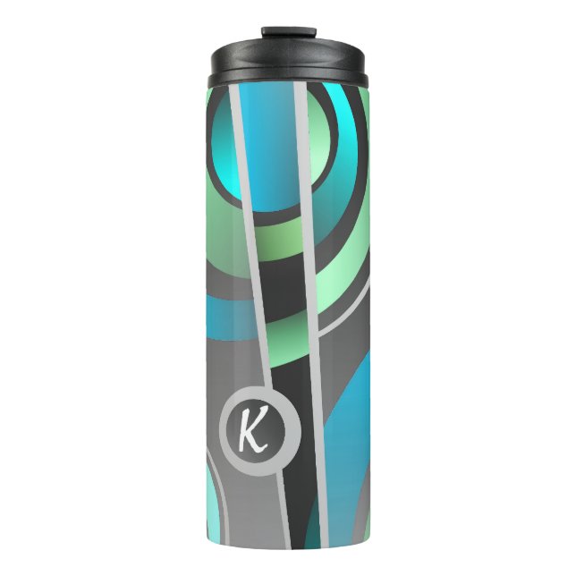 Cool Pop Art Abstract Geometric with Monogram Thermal Tumbler (Front)