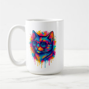 Cool Pop-Art Cat with Sunglasses Coffee Mug