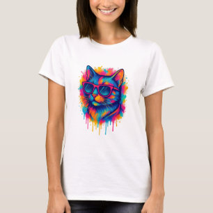 Cool Pop-Art Cat with Sunglasses T-Shirt