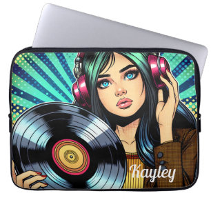 Cool Pop Art Comic Style Girl Personalised Laptop Sleeve