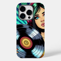Cool Pop Art Comic Style Girl with Vinyl Album
