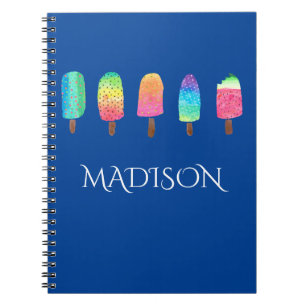 Cool Popsicles Deep Blue Custom School Notebook