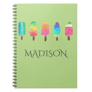 Cool Popsicles Light Green Custom School Notebook