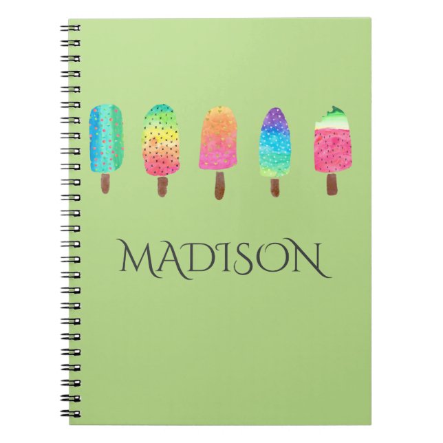 Cool Popsicles Light Green Custom School Notebook (Front)