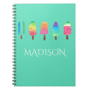 Cool Popsicles Mint Green Custom School Notebook