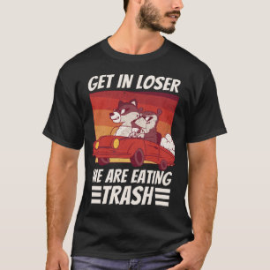 Cool Possum Racoon Driving Car Eating Trash T-Shirt
