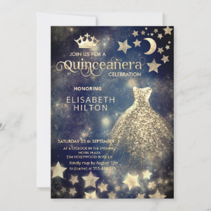 Cool princess celestial dress moon stars  invitation