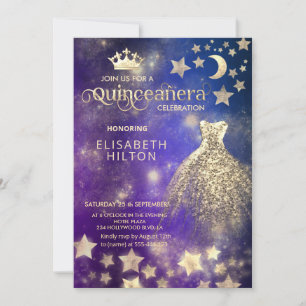 Cool princess celestial dress moon stars  invitation