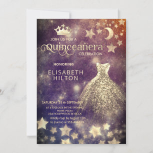 Cool princess celestial dress moon stars  invitation