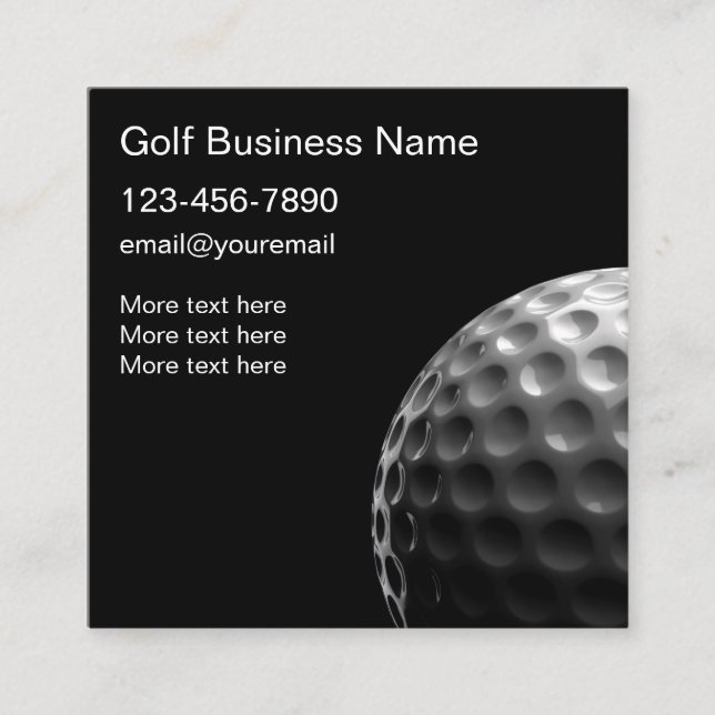 Cool Professional Golf Theme Square Business Card (Front)